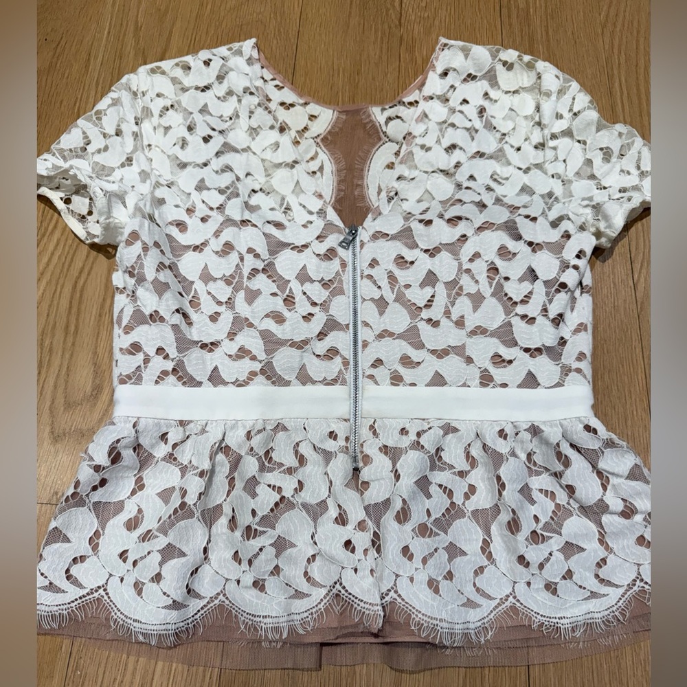 BCBG White Lace Blouse Top, Size S - Picture 7 of 10